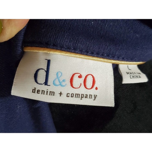 Denim & Company Women's Blue Cotton Buttons Front Long Sleeve Casual Jacket L - Picture 8 of 12